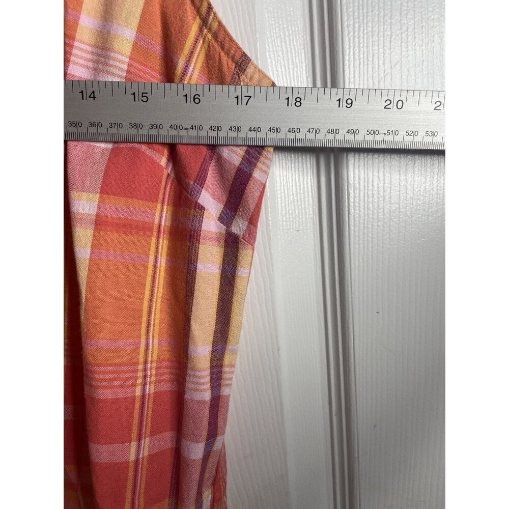 Talbots Dress Women’s 8 Pink Plaid Sleeveless Popover Sheath Button Front - Picture 3 of 6
